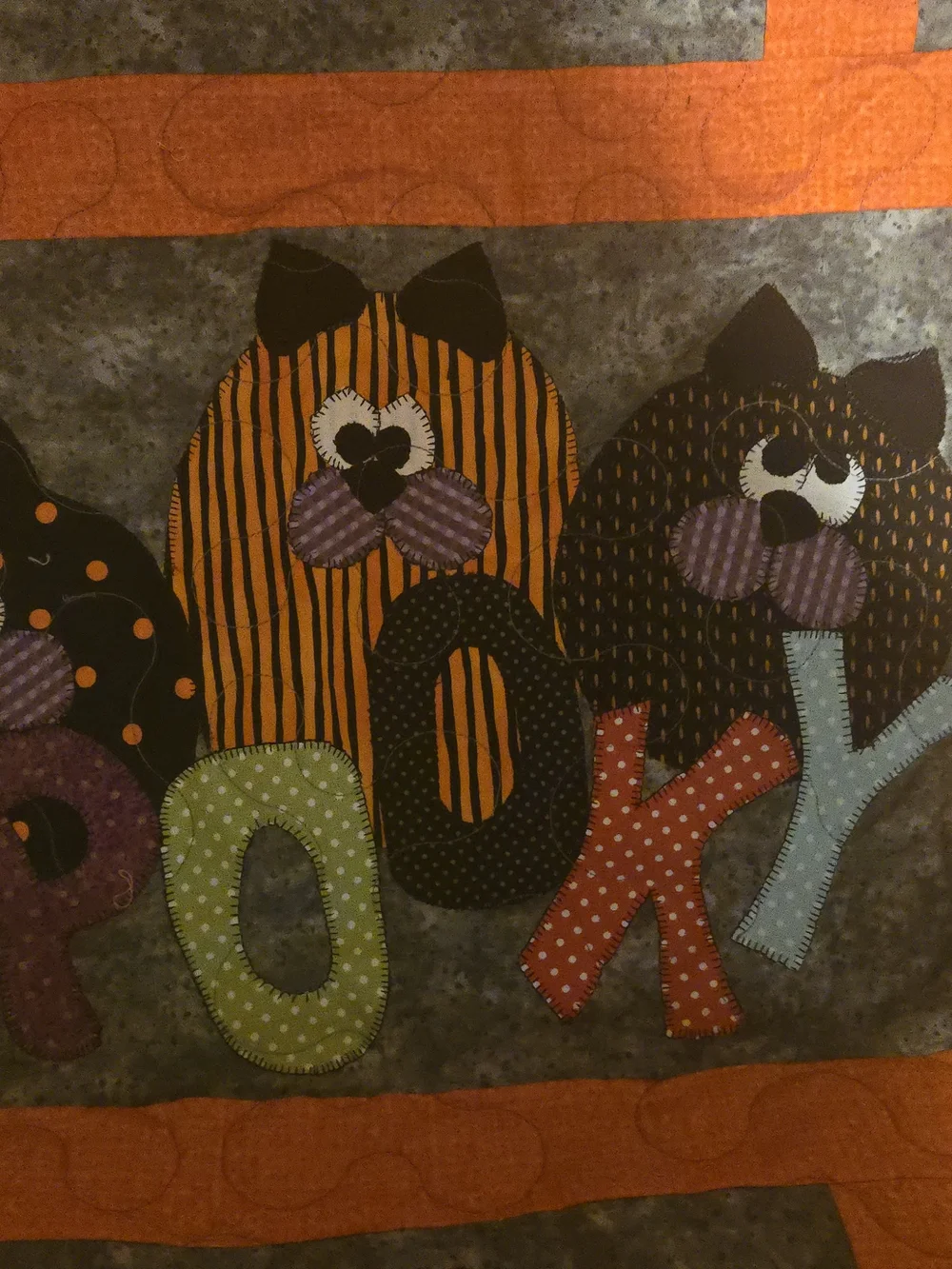Contemporary Fall, Halloween Embroidered  Quilt